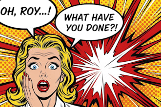 draw a retro pop art roy lichtenstein style