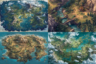 make professional a fantasy rpg  map illustration
