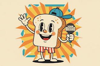 create a retro cartoon mascot illustration for your brand