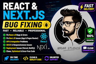 fix react js and next js bugs, errors, and deployment issues