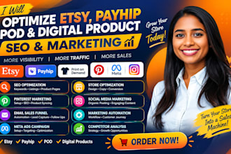 automated etsy payhip digital products pod store seo audit organic market boosts