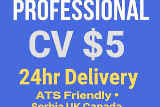 design professional cv resume for serbia UK canada work permit