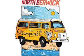 design illustration summer beach vacation logo or t shirt design