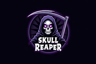 create beautiful skull reaper mascot logo in my style