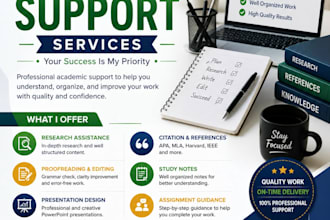 provide academic support, research assistance, proofreading, and reference