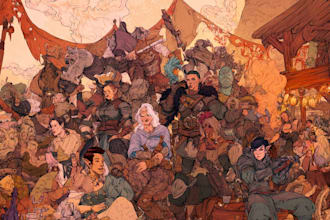 draw dnd character and dnd party illustration