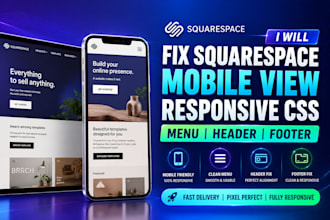 fix squarespace mobile view responsive CSS menu header footer