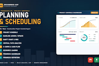 create your primavera p6 schedule, baseline, reports and dashboard
