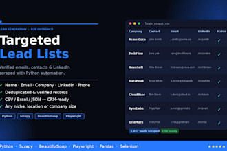build a targeted lead list with emails and contacts using python