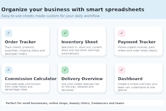 create custom excel and google sheets for you or your business