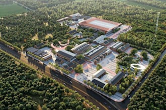 design industrial park,urban modern community, city layout,aerial view,landscape