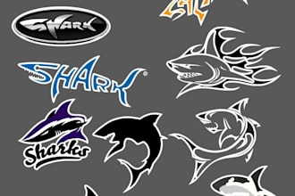 design a unique shark , mascot , esports logo, and modern brand