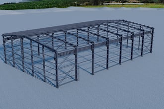 steel structure warehouse 3d modeling exterior rendering