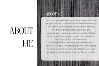 provide virtual assistant, admin and project support for you
