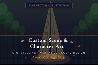 create flat vector character and scene illustration
