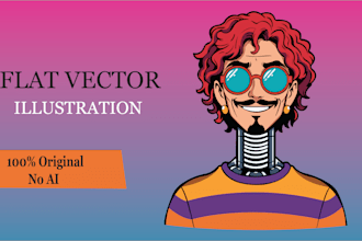 create flat vector character and scene illustration