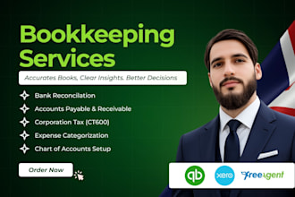 provide UK bookkeeping in quickbooks, xero, and freeagent
