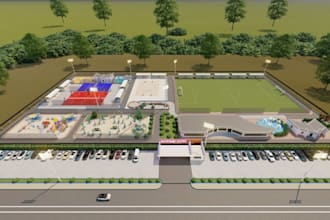 revamp modern mini park,children recreational space design, playground rendering