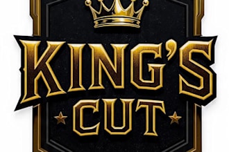create modern king crown barber logo design