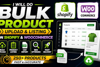 do shopify product listing, bulk upload and CSV import export on shopify
