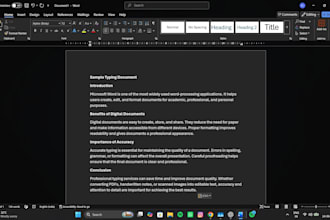 do data typing in ms word