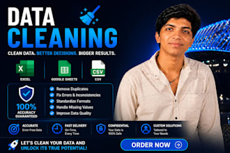 do excel data cleaning, duplicate removal, and formatting