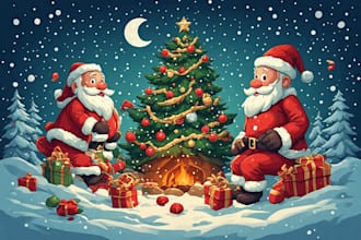 create cute christmas pattern and illustration