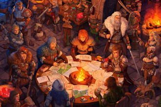 draw group party character art, dnd party