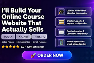 build podia kajabi thinkfic online course sales funnel membership website