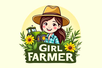 design high quality girl farmer logo with creative concepts