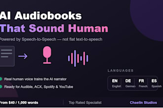 produce a natural sounding ai audiobook for audible, youtube or spotify