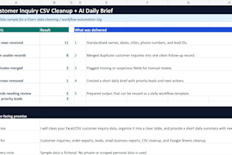 clean excel or CSV data and create an ai summary report