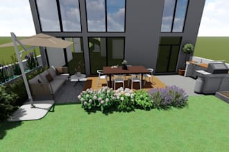 design your residential garden with 2d plan and 3d visuals