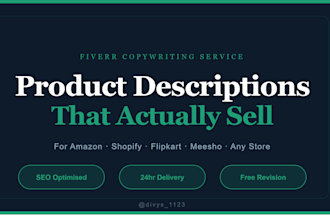 write product descriptions for ecommerce stores