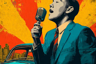 hand draw custom retro vintage poster art, album cover,