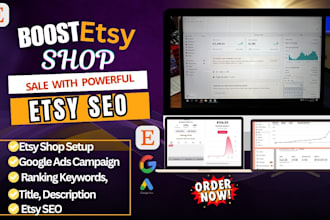 do etsy seo, pinterest, googel ads for etsy shop promotion to boost etsy sales