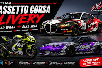 design custom assetto corsa livery, car wrap, or bike skin
