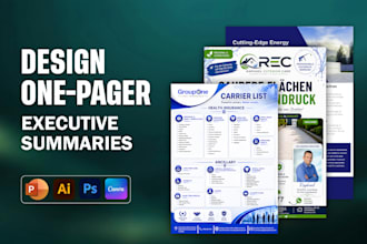 design one pager, executive summary, report or flyer