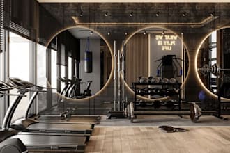 do modern 3d cgi gym design, 3d fitness design and 3d rendering