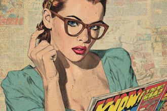 draw comic cover with vintage retro style