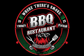 create retro food logo design for your restaurant or bistro