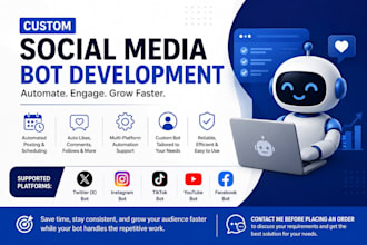 develop social media bot tiktok bot, instagram bot, facebook bot