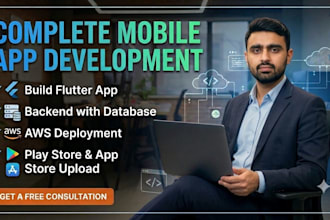 build your flutter app with backend, AWS deployment ,app store play store upload