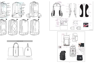 design professional handbag backpack luggage bag tech packs with drawings