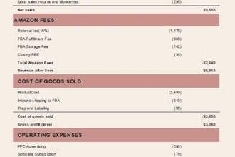 create amazon fba profit and loss dashboards in excel and powerbi