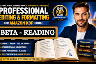 beta read romance, horror, thriller, fantasy amazon KDP book edit and formatting