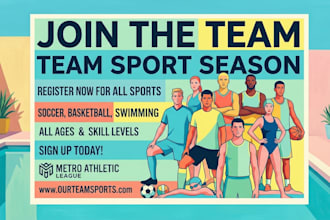 design an attractive team sport flyer or banner