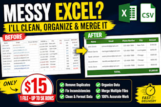 clean, organize, and merge your excel or CSV data