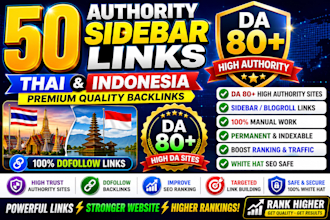 provide 50 authority sidebar links da80