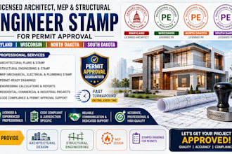 licensed architect mep and structural engineer stamp in maryland wisconsin nd sd
